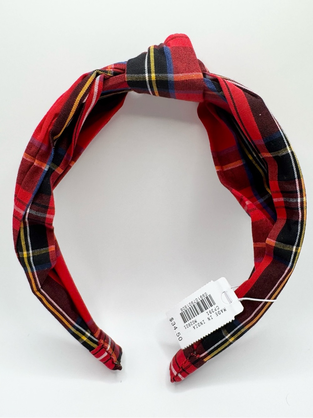 Crewcuts Girls' Red Tartan Knotted Headband - Picture 5 of 12